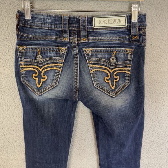 Rock Revival Jeans Womens‎ 25 Calli Skinny Embroidery Dark Wash Stretch - Picture 8 of 11